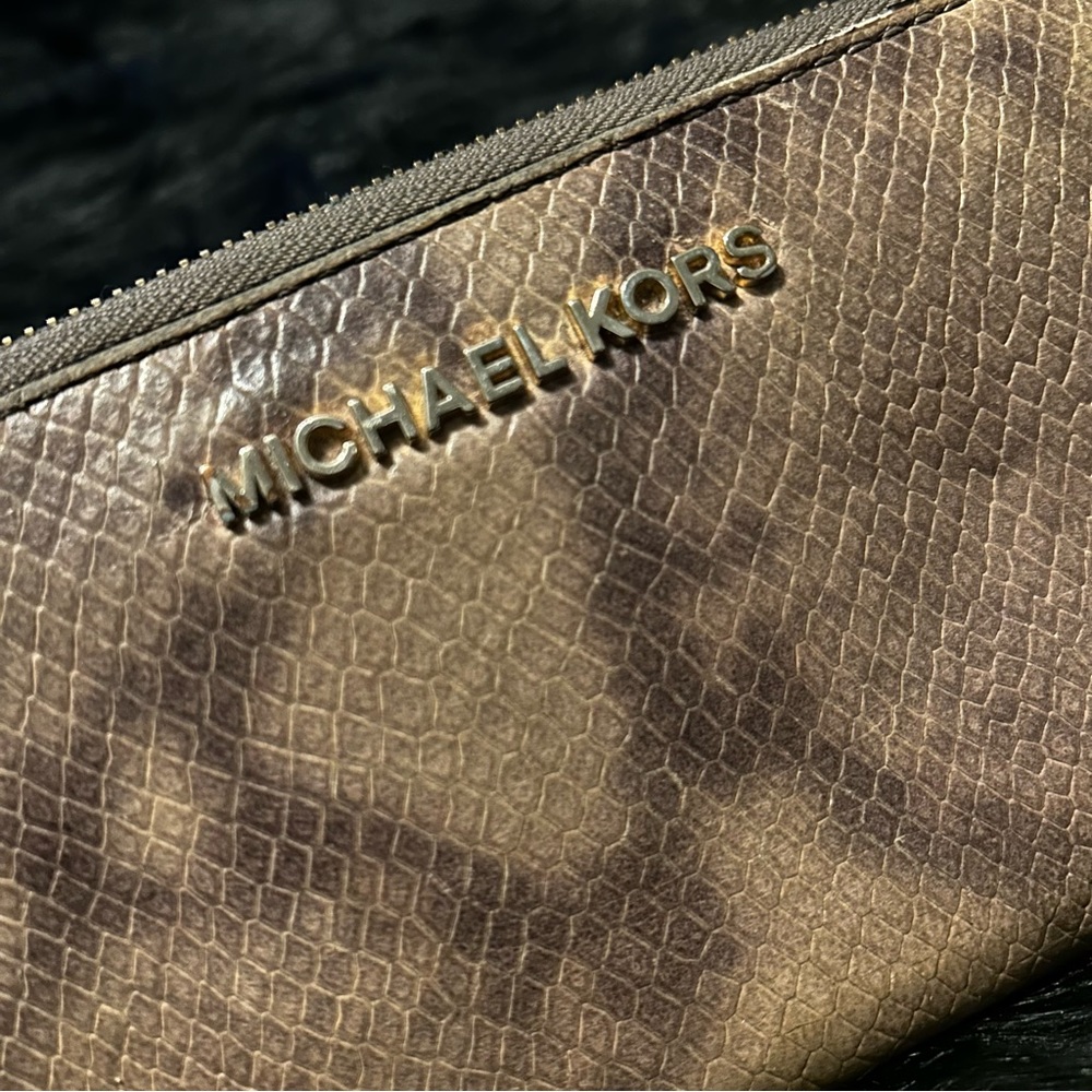 Michael Kors Embossed Python Snakeskin Zip Around… - image 8